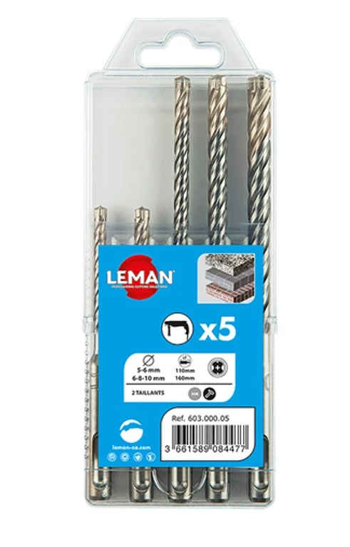 LEMAN - Coffret 5 Forets SDS + 2 Taillants 1 LEMAN - Coffret 5 Forets SDS + 2 Taillants