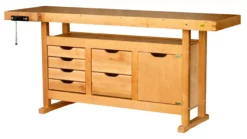 OUTIFRANCE - 0013117 Etabli Bois Menuisier à Caisson 1750x500 Mm - 1 Porte / 6 Tiroirs