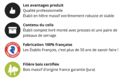 ETABLIS FRANCOIS - MEVS Établi Menuisier Ébéniste Avec Presse Avant Verticale VE24 (1500, 2000, 2200, 2500 Mm) -Outillage Soldes Boutique Etablis Francois MEVS etablis ebeniste Avec presse verti