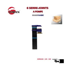 Leman - Lot De 6 Serre-joints à Pompe à Tige Acier Et Crantée (saillie : 40x10, Serrage : 150 M/m, Section : 800, 1000, 1200) -Outillage Soldes Boutique Leman lot de 6 serre joints 1425209827