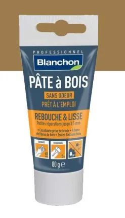BLANCHON - Pâte à Bois - Rebouchage & Lissage - 80g - 250g - 500g - Différentes Teintes -Outillage Soldes Boutique Pate a bois Blanchon teinte chene clair