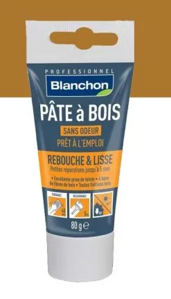 BLANCHON - Pâte à Bois - Rebouchage & Lissage - 80g - 250g - 500g - Différentes Teintes -Outillage Soldes Boutique Pate a bois Blanchon teinte chene dore