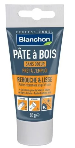 BLANCHON - Pâte à Bois - Rebouchage & Lissage - 80g - 250g - 500g - Différentes Teintes -Outillage Soldes Boutique Pate a bois Blanchon tube 80g