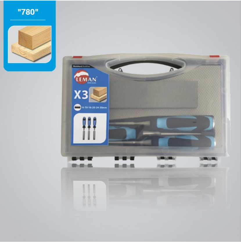 LEMAN - Coffret De 3 Ciseaux à Bois / Manche Bi-matière L.12/26/40mm + Pierre 1 LEMAN - Coffret De 3 Ciseaux à Bois / Manche Bi-matière L.12/26/40mm + Pierre