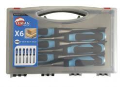 LEMAN - Coffret De 6 Ciseaux à Bois / Manche Bi-matière Largeurs 6 /10 /16 /20 /24 Et 30mm 3 LEMAN - Coffret De 6 Ciseaux à Bois / Manche Bi-matière Largeurs 6 /10 /16 /20 /24 Et 30mm -Outillage Soldes Boutique coffret de 6 ciseaux a bois a coffret plastique