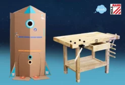 HOLZMANN - WB106MINI Établi De Menuisier En Bois Pour Enfants -Outillage Soldes Boutique mini etabli pour enfants avec autocollants pour construc