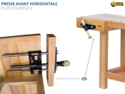 ETABLIS FRANCOIS ÉTABLIS FRANÇOIS - ESCH Etablis Sculpteur / Luthier Avec Presse Avant Horizontale PH28 -Outillage Soldes Boutique presse horizontale etablis bois PH28 2 1